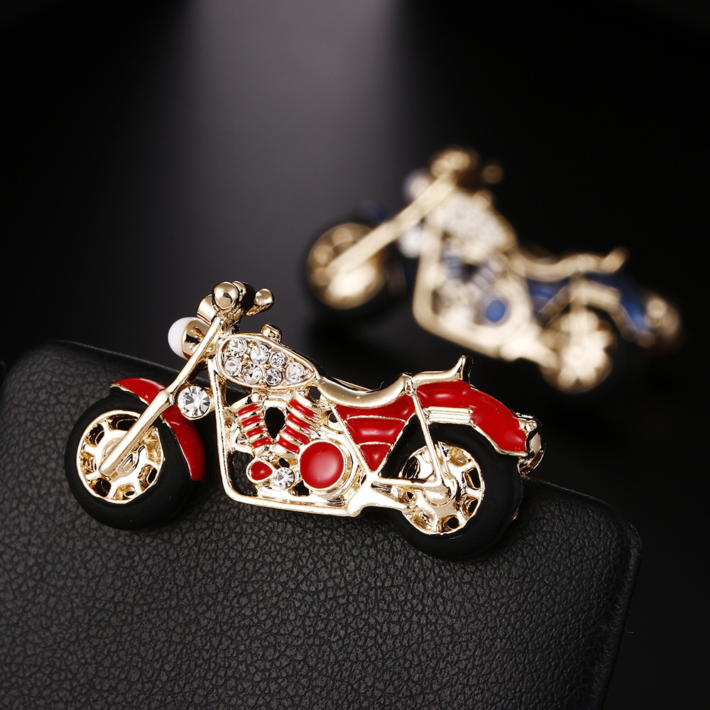 Rhinestone Motorcycle Brooch
