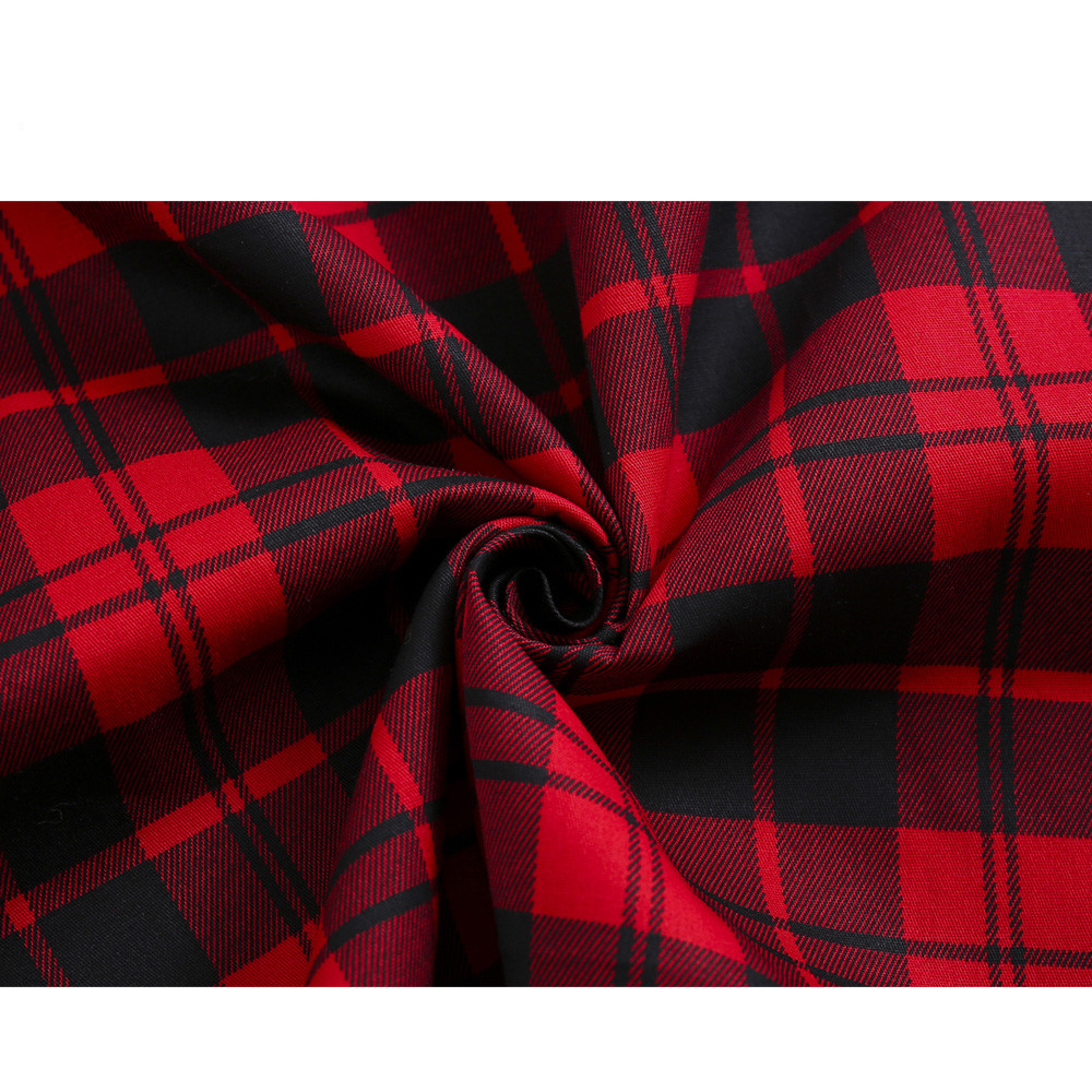 Check pleated buttoned baby sleeve top