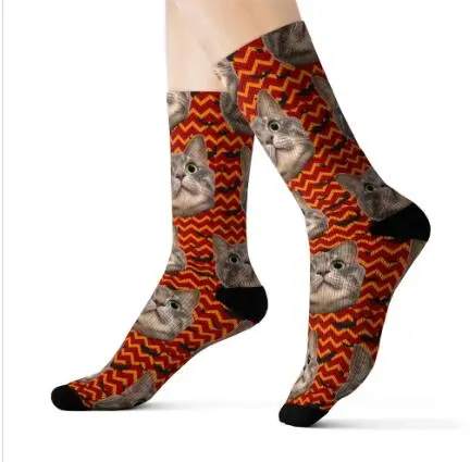 Personalized Custom Pet Head Print Socks For Dog Cat Lover Stripe Women S - Shop at LoveMi