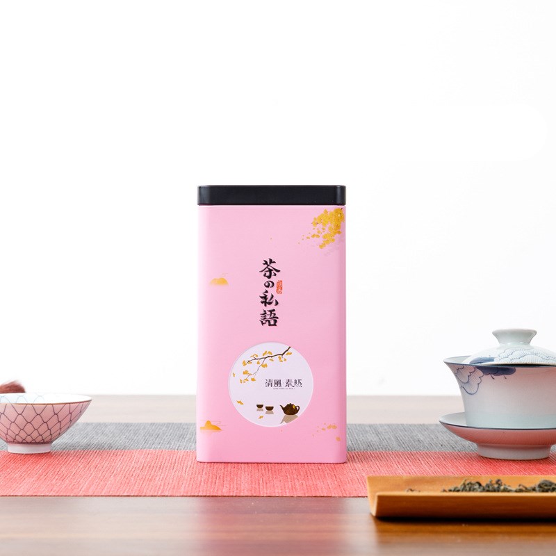 General metal tin tea caddy (Pink-90mm)