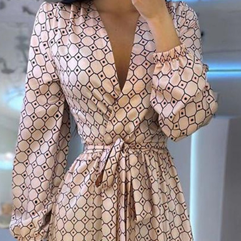 Printed long sleeve dress