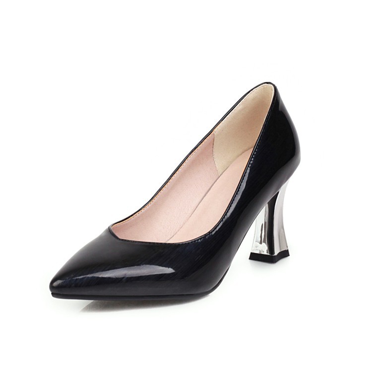 Women's thick heel pointed shoes