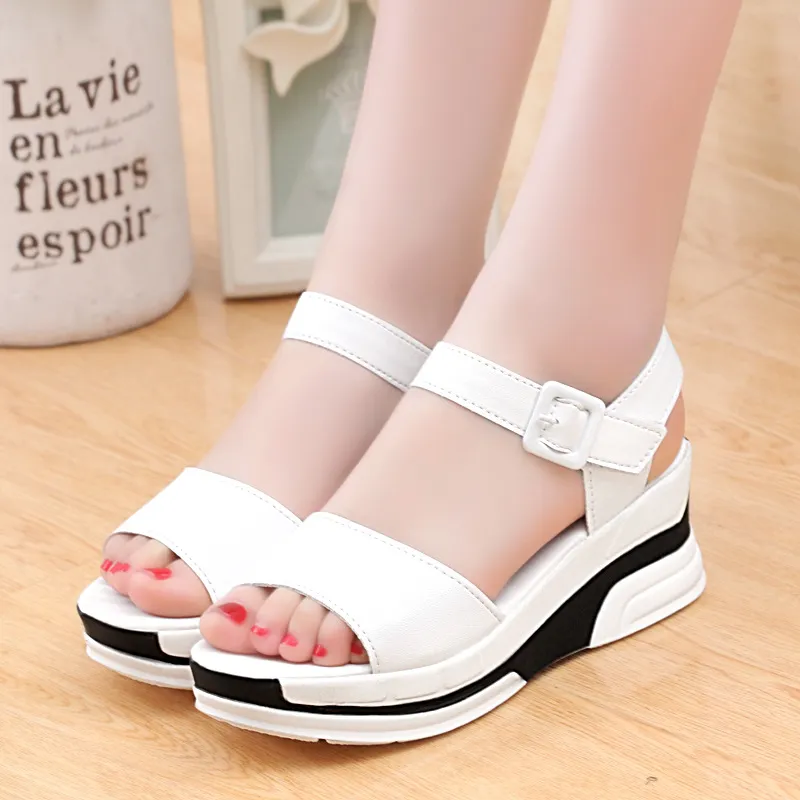 Trifle heel platform sandals - White