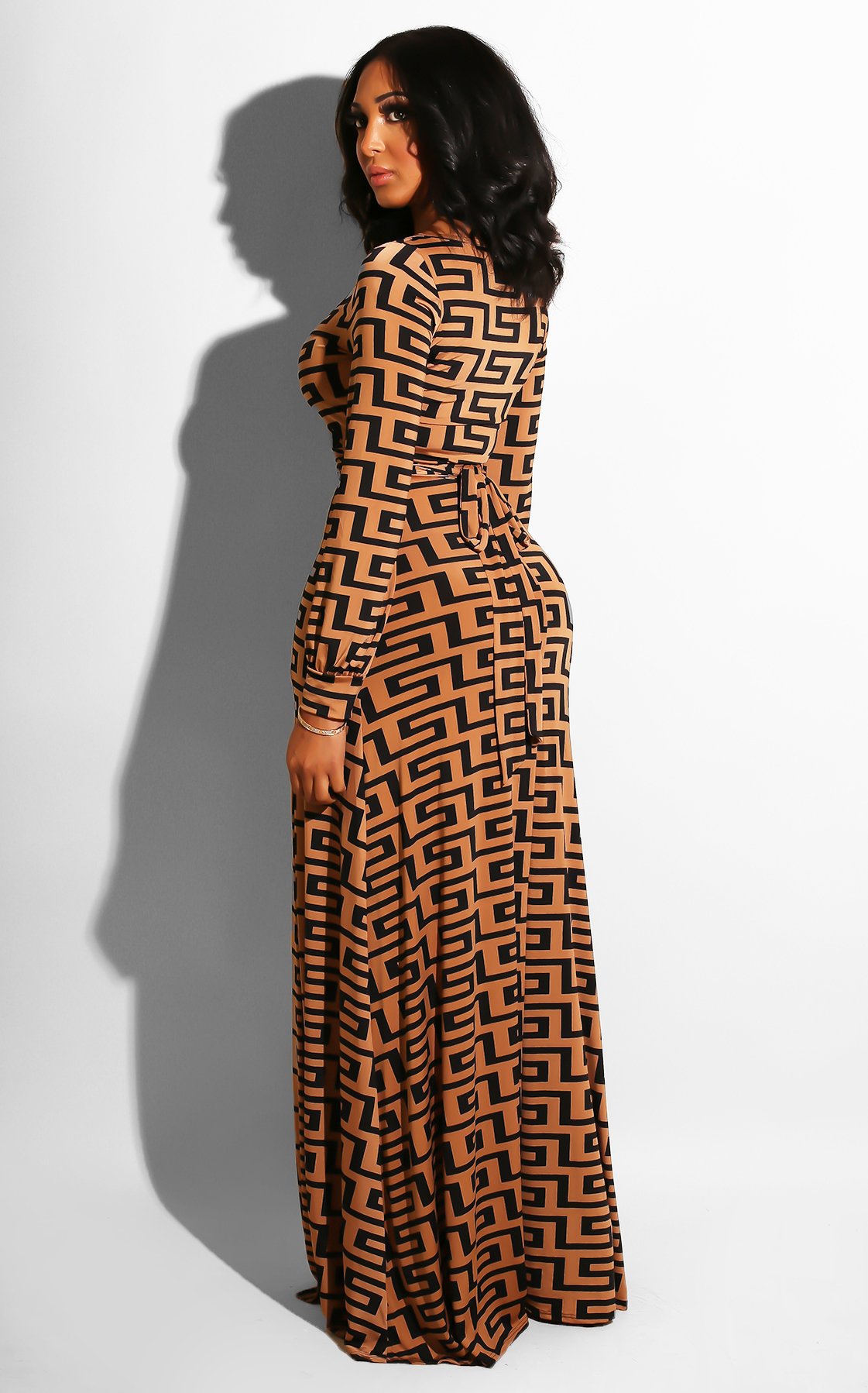 Printed long-sleeved dress