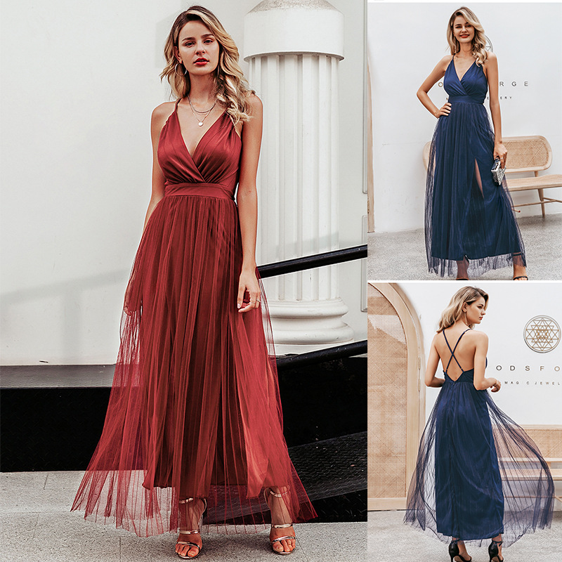 Mesh dress simple fashion suspender skirt