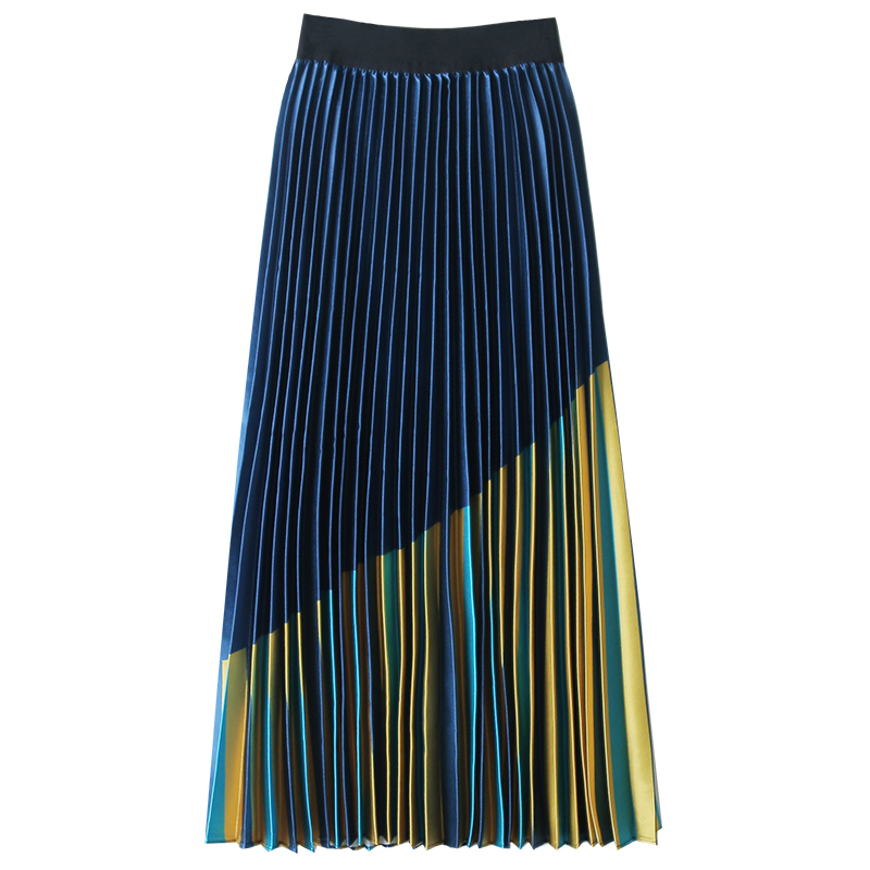 Striped print pleated skirt