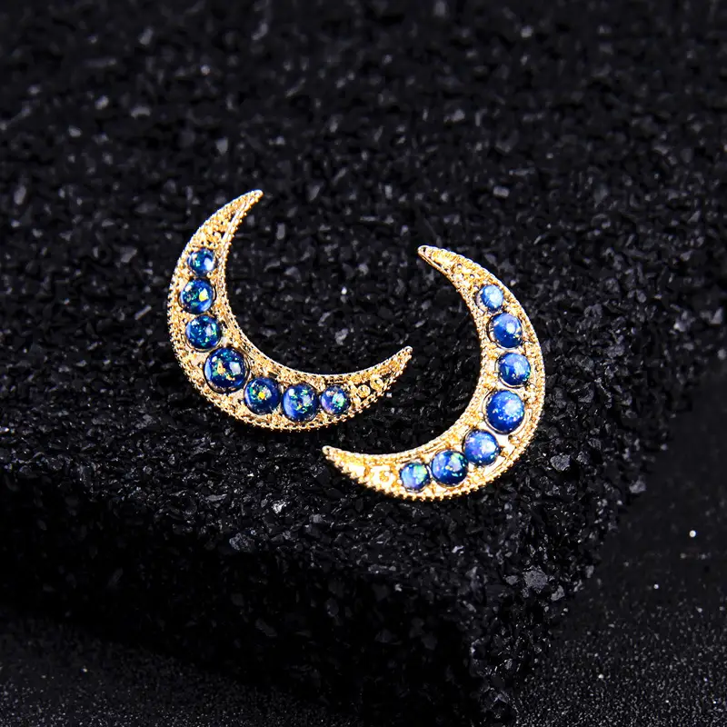 Stud Earrings Female Symmetrical Moon Colorful