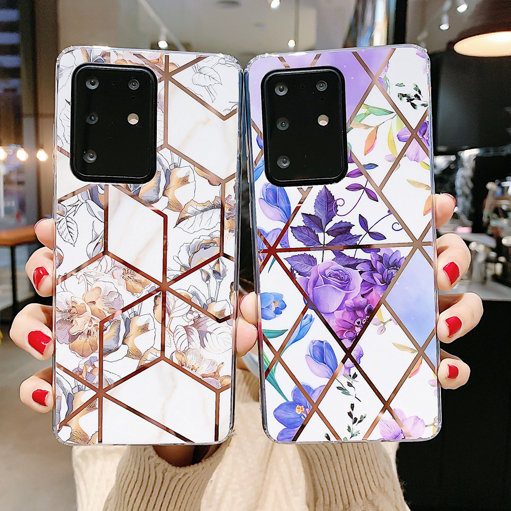 Retro electroplating geometric flower phone case
