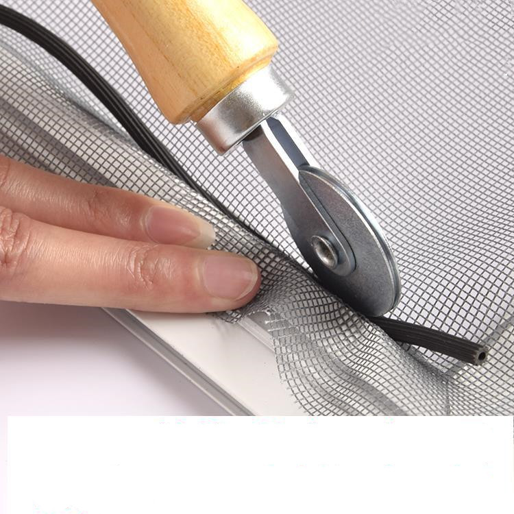Double-head rubber strip pressing wheel with wooden handle