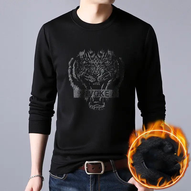 Add fleece and thicken printed hoodie