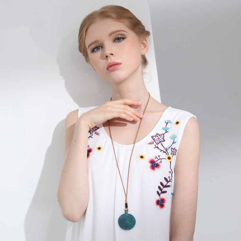 Vintage wooden handmade literary long necklace