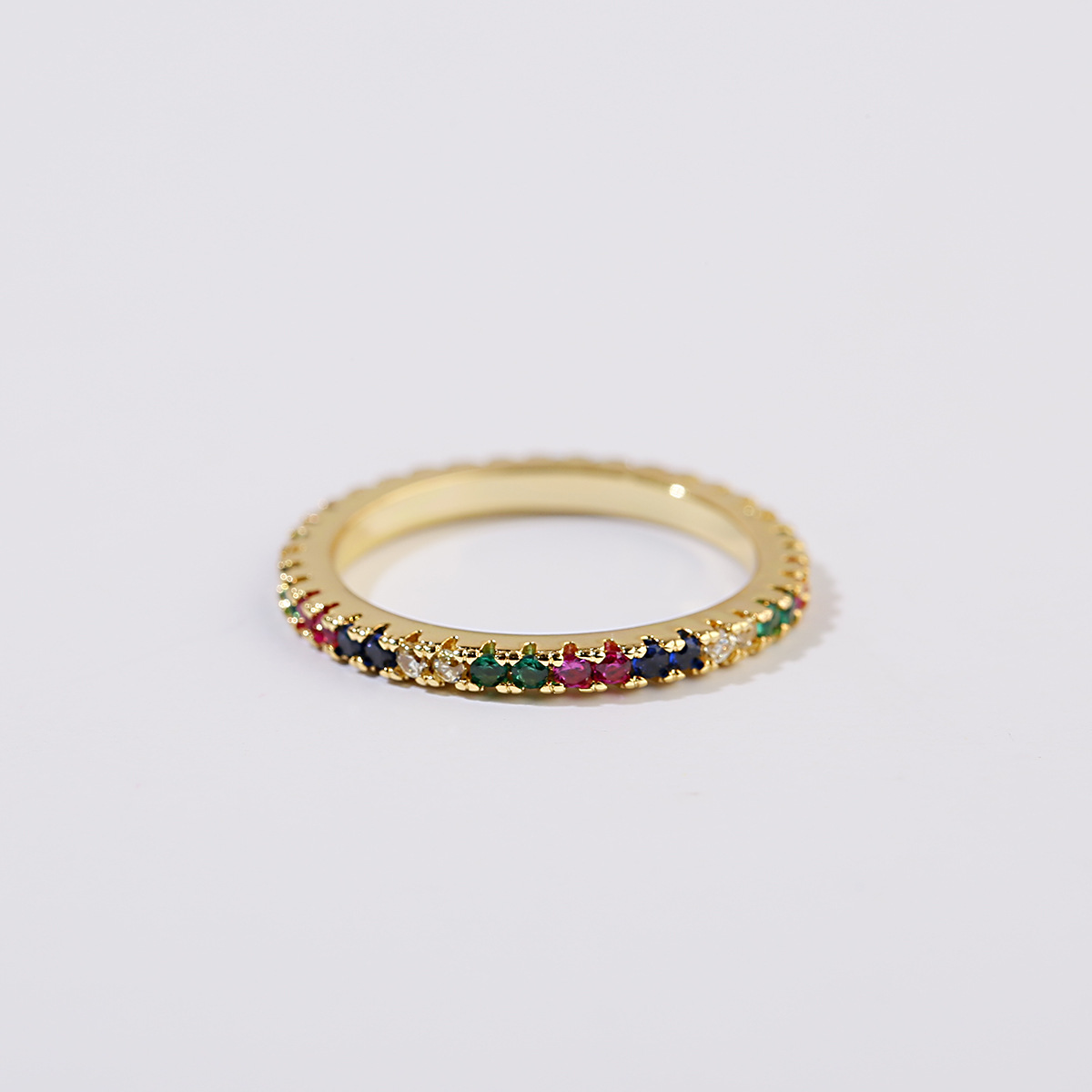 Color micro-inlaid zircon ring