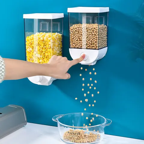 Kitchen Food Storage Easy Press Container Cereal Dispenser Wall