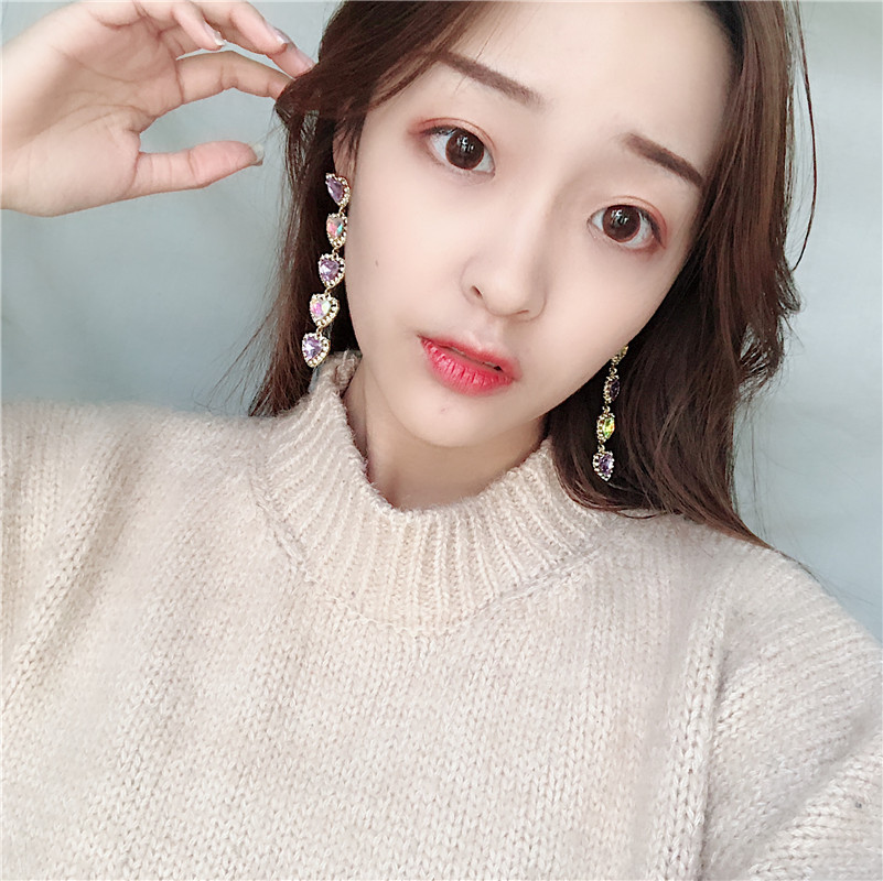 Rhinestone pink purple earrings