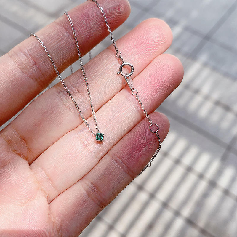 Emerald Square Diamond Zircon Necklace