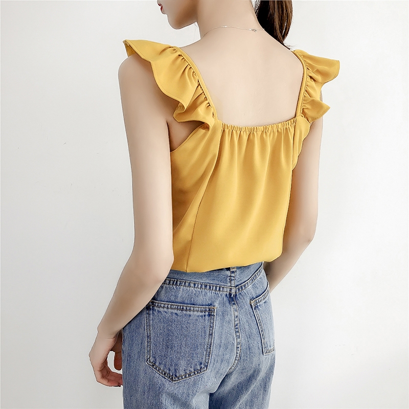 Chic retro clavicle top with chic style in summer
