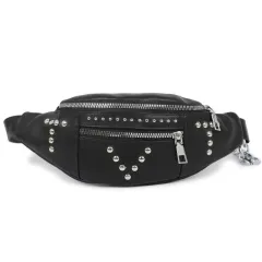 Women's fashion rivet messenger bag - Black - View 1
