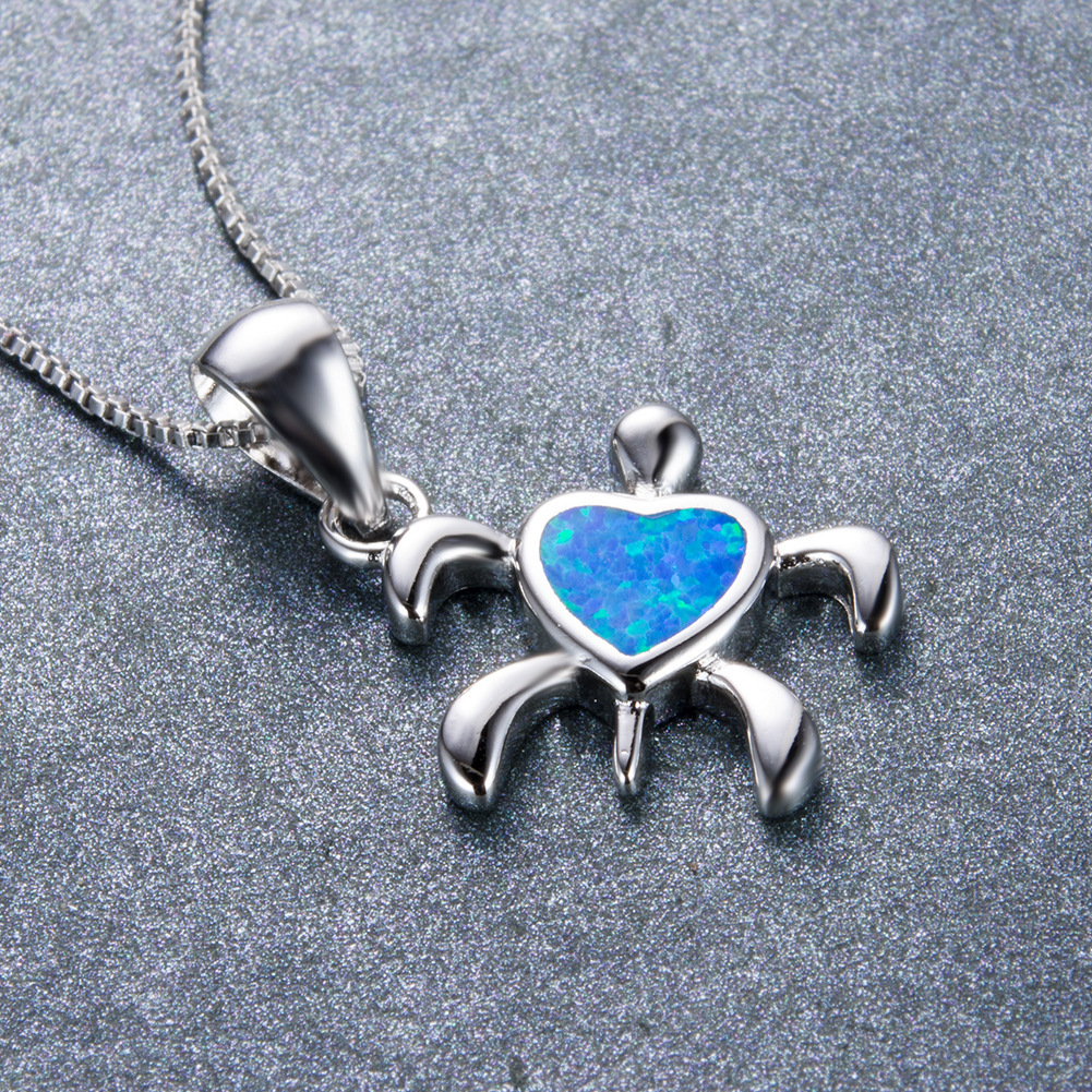 Opal Little Turtle Pendant Necklace