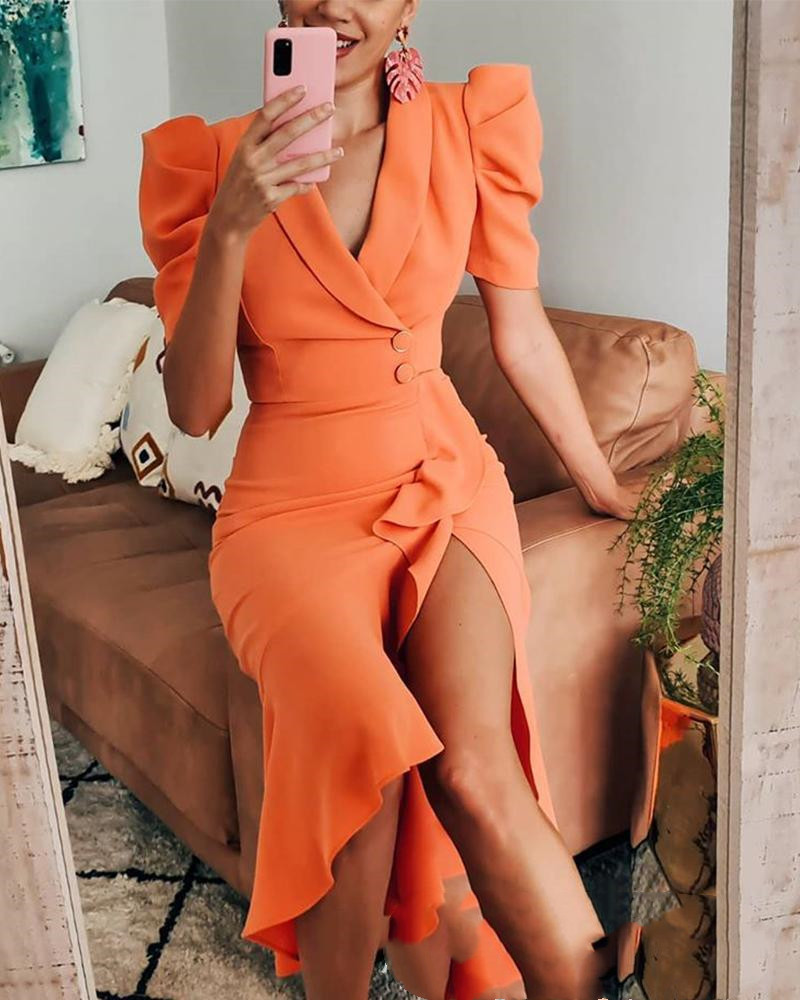 Frothy dress with ruffled sleeves