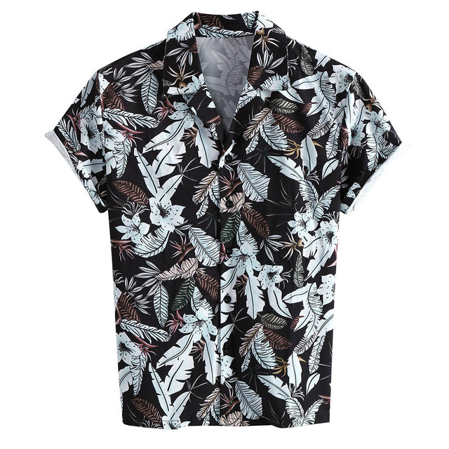 Men's small leaf short sleeve shirt