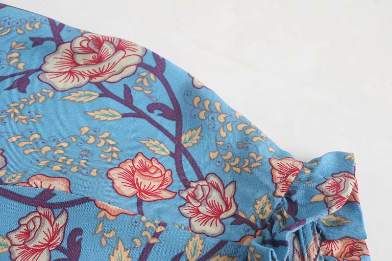 Printed long-sleeved tethered fringed shirt