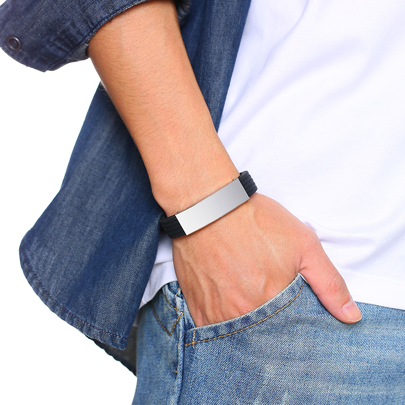 Titanium steel lettering LOGO bracelet