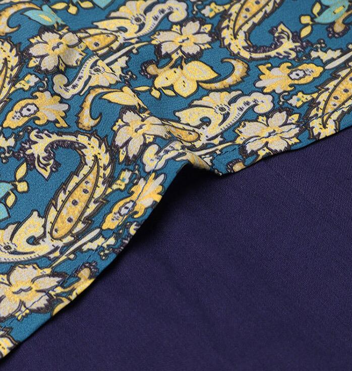 Summer cotton and linen ethnic print skirt