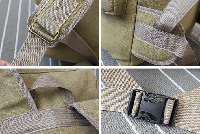 Large-capacity wear-resistant canvas backpack