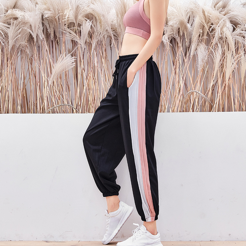 Women's contrast color crumpled sweatpants