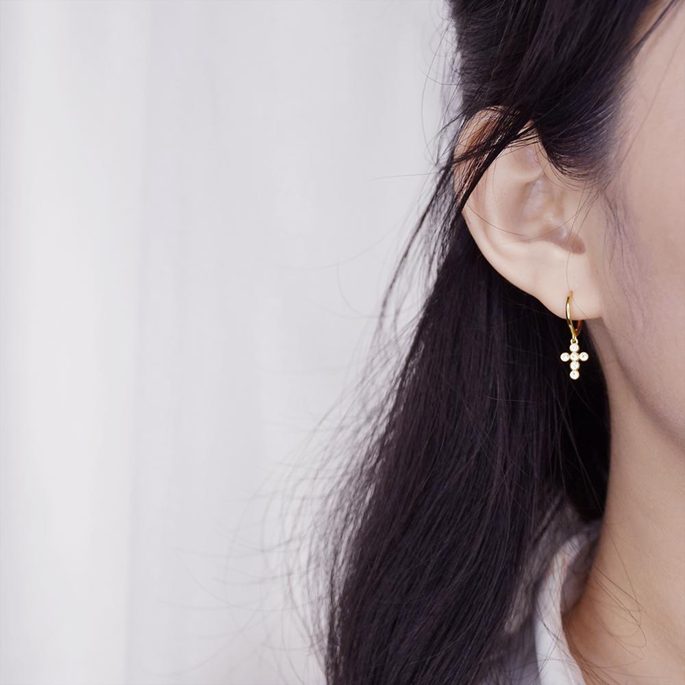 S925 Sterling Silver Cross Earrings
