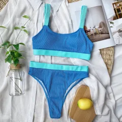 Solid color bikini - Blue - View 1