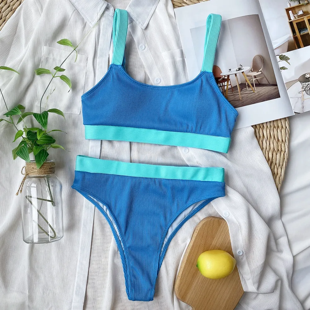 Solid color bikini - Blue