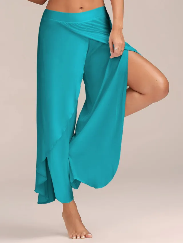 Wide Leg Split Harem Pants Turquois Xxl - Shop at LoveMi