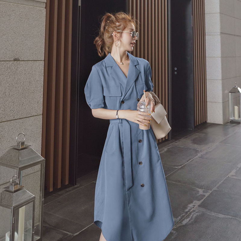 Women's French retro shirt dress