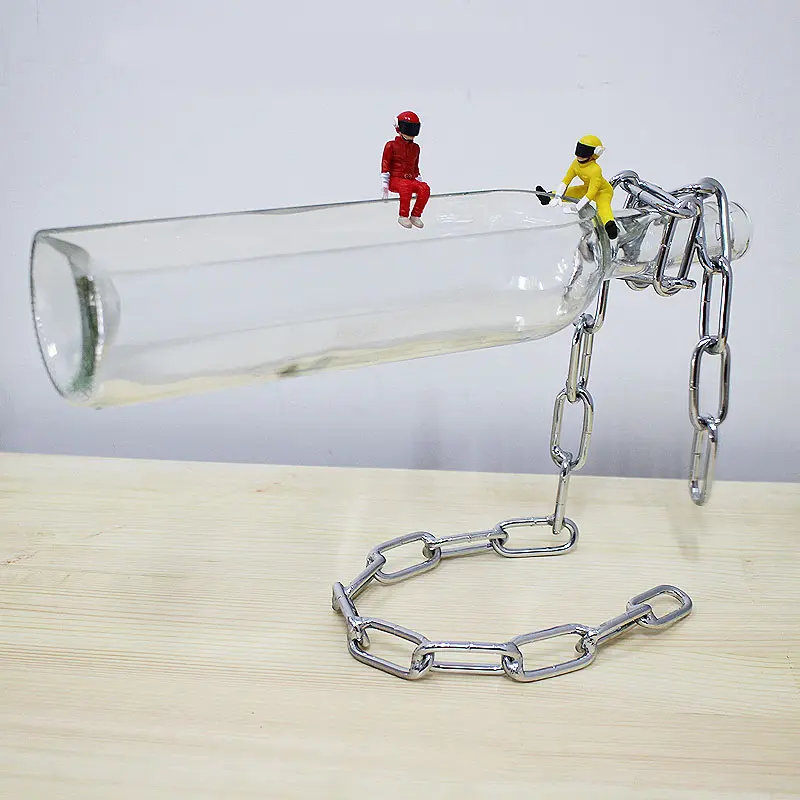 Suspended wine bottle decoration