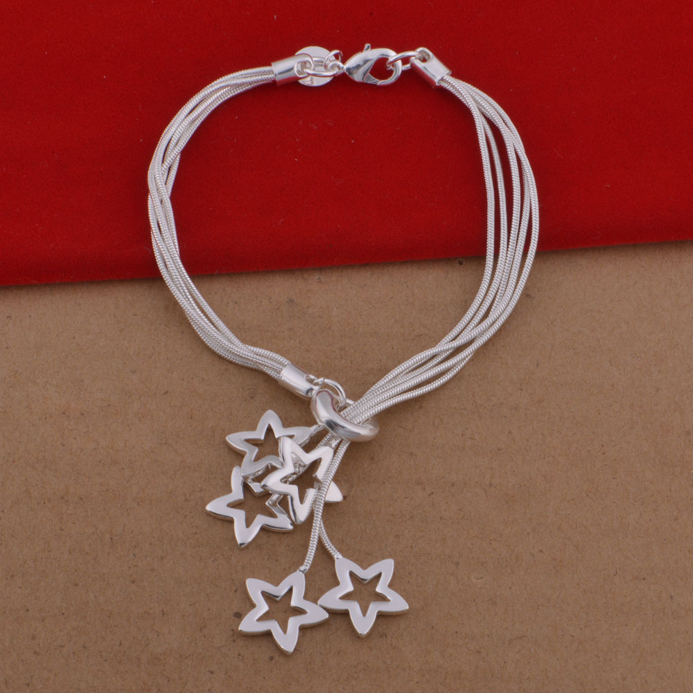 Snake bone star bracelet necklace set (silver)