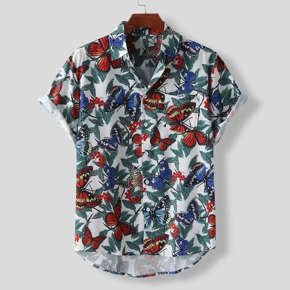 Digital printed cardigan short sleeve casual shirt