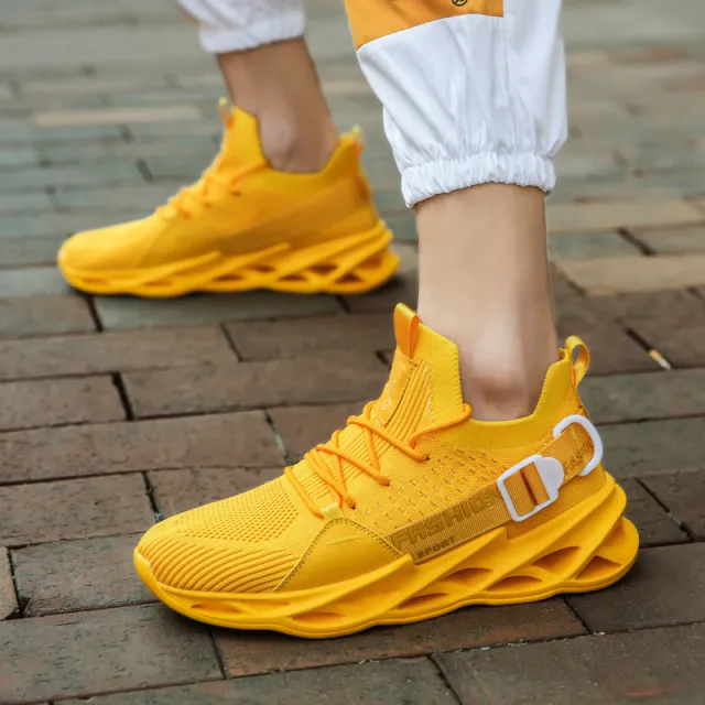 Casual sneakers flying woven mesh shoes Yellow - Shop at LoveMi