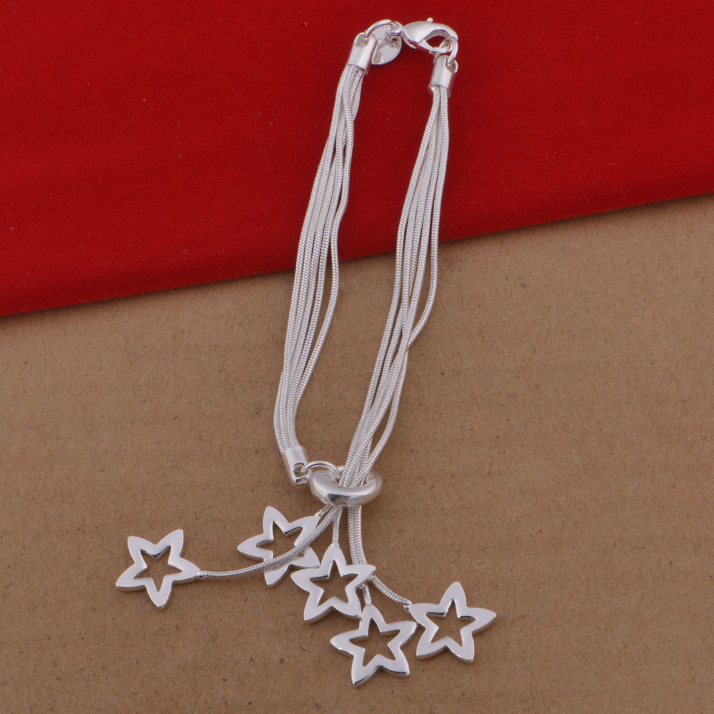 Snake bone star bracelet necklace set (silver)