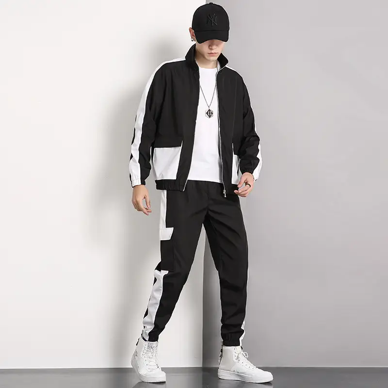 Cardigan stitching sports suit