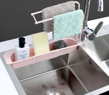 Telescopic Sink Storage Rack - Pink