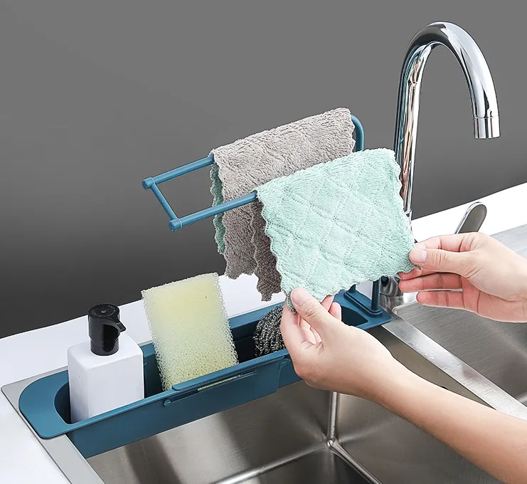 Telescopic Sink Storage Rack - Blue