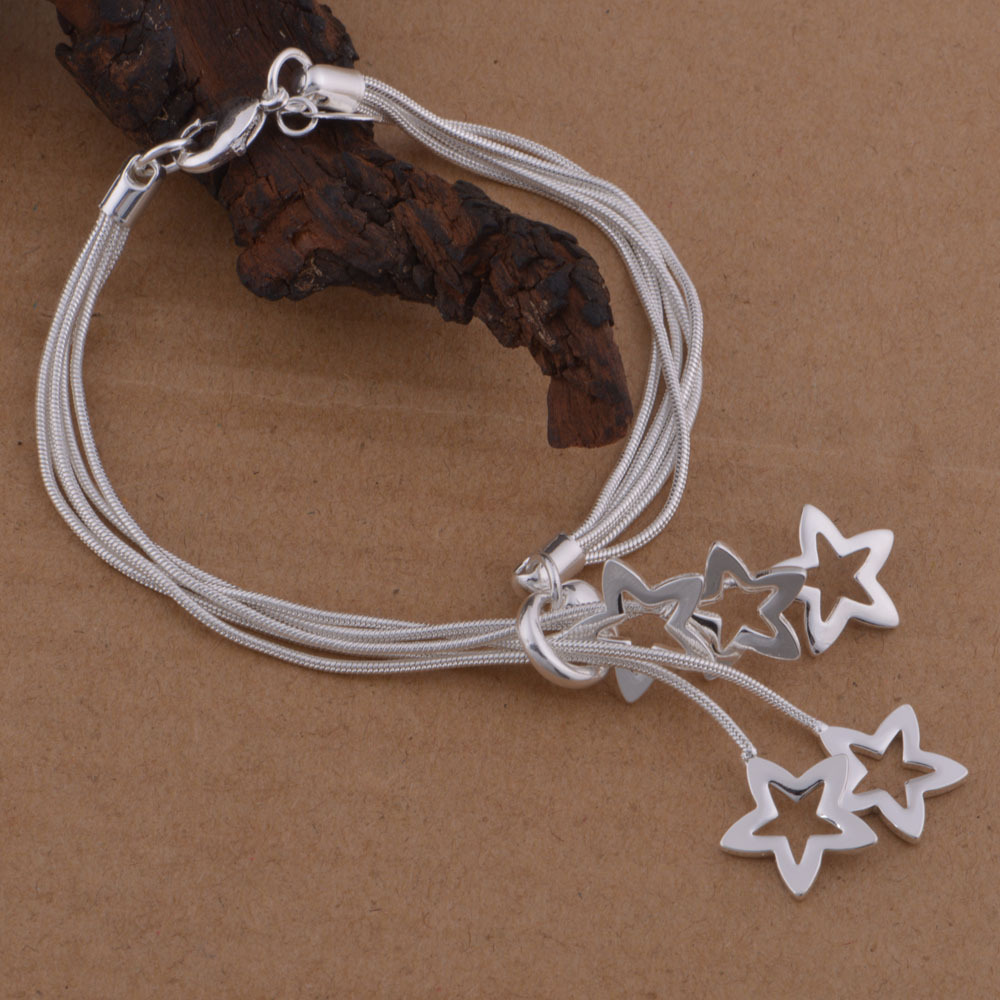 Snake bone star bracelet necklace set (silver)