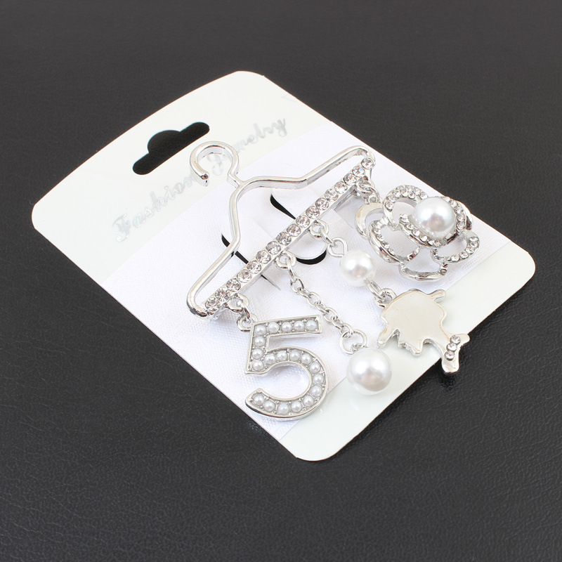 Pearl Rhinestone Rose Scarf Buckle Pin
