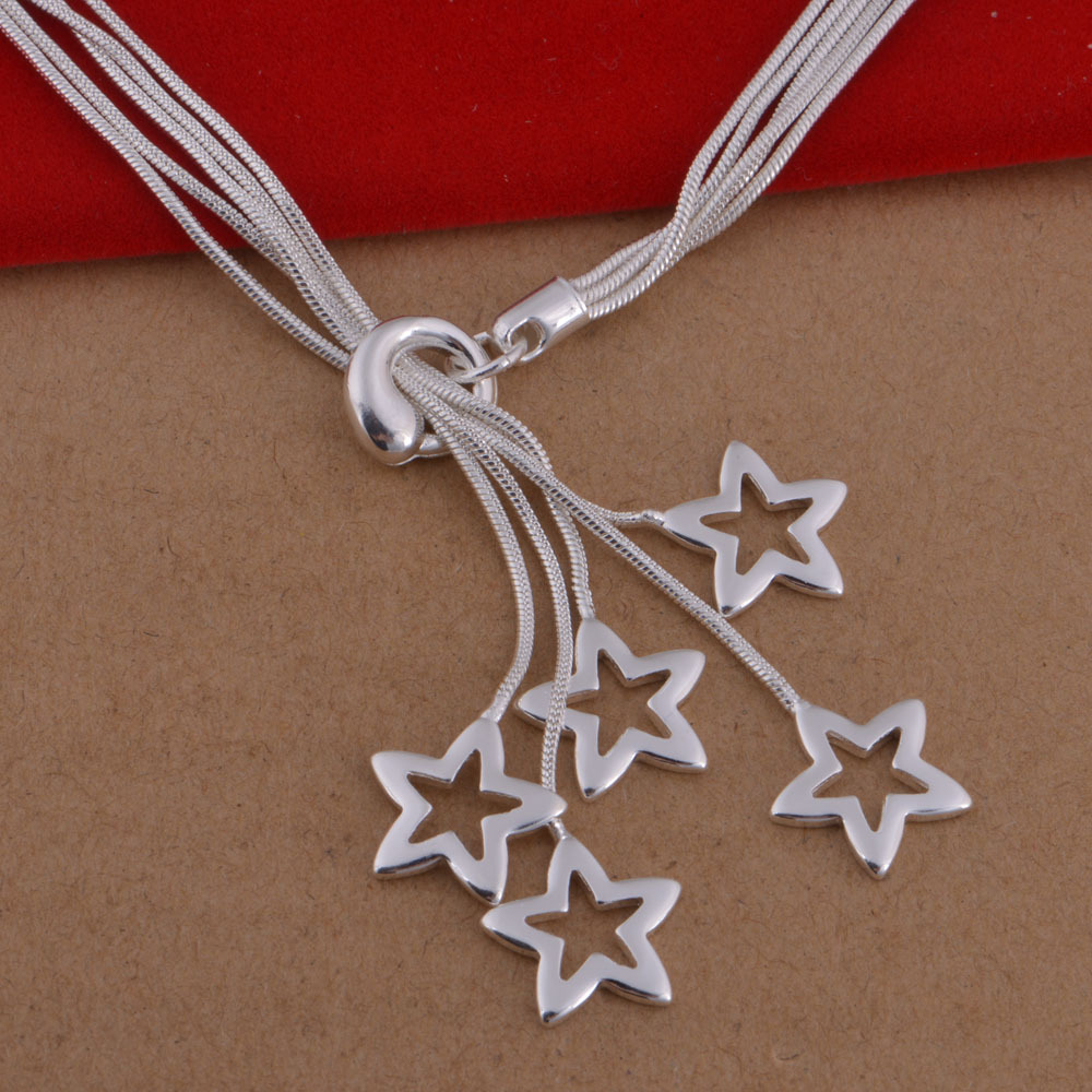 Snake bone star bracelet necklace set (silver)