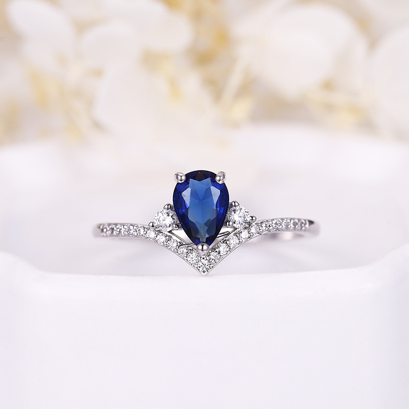 Ladies Water Drop Sapphire Ring