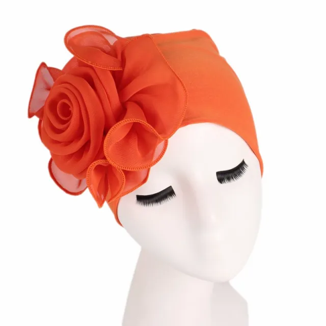 Side big flower elastic bandana hat Orange - Shop at LoveMi