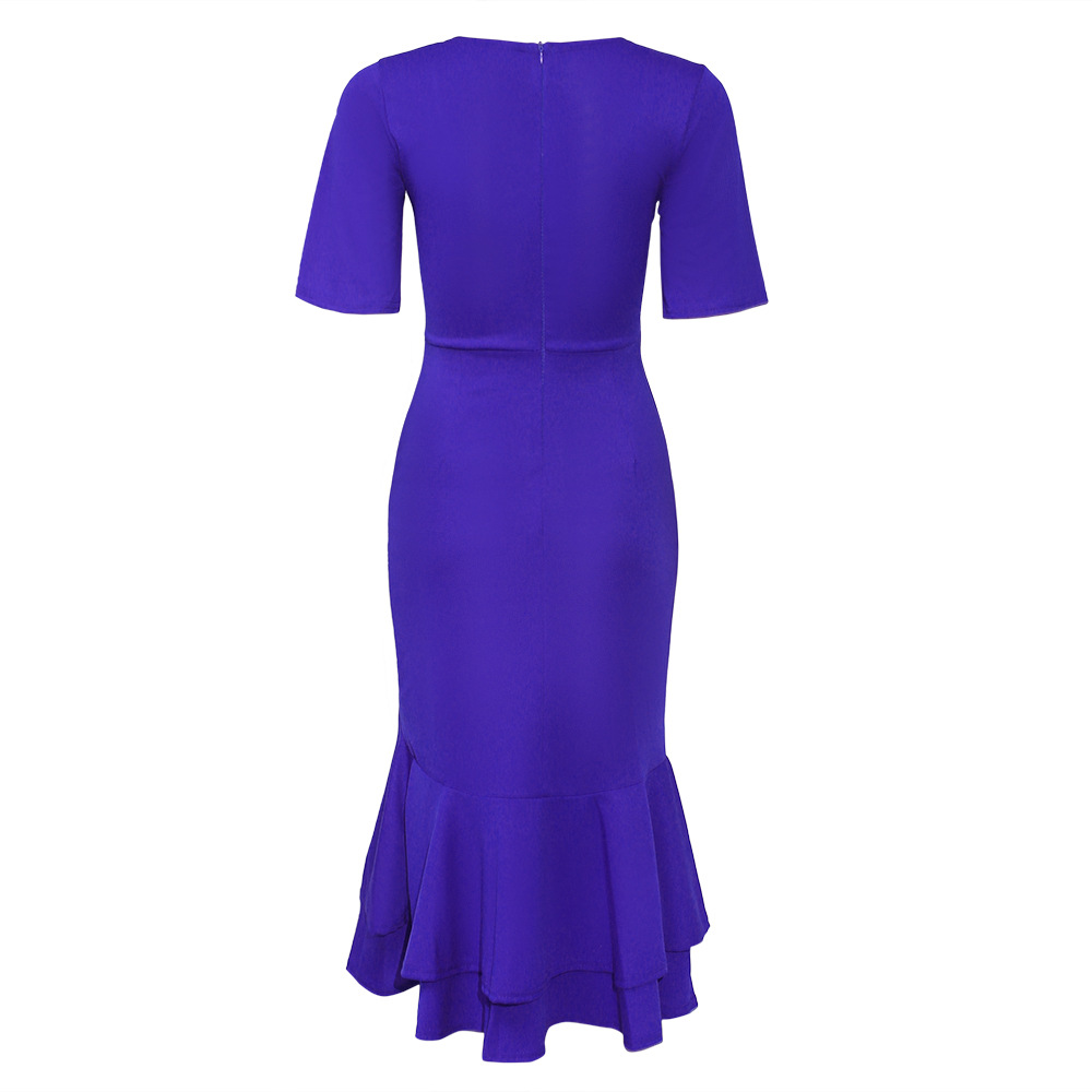 V-neck ruffle skirt dress