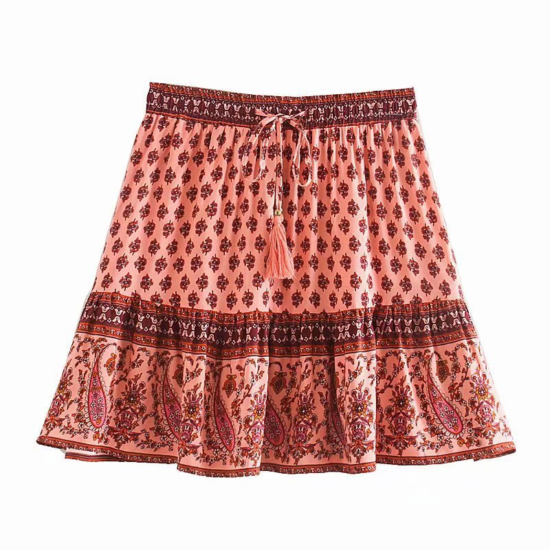 Title 2, Printed elastic waist skirt, offering comfort a...