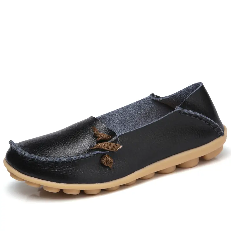 Cow leather mom flat shoes